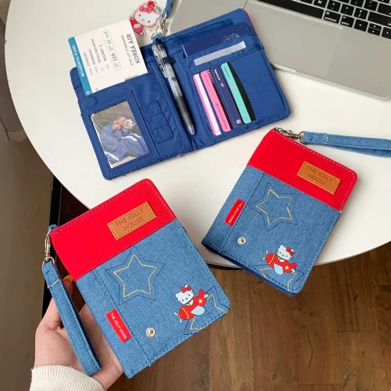 Graziosa custodia per passaporto Hello Kitty, porta carte di credito da donna, porta biglietti da visita in pelle PU Sanrio, porta passaporto da donna, idea regalo