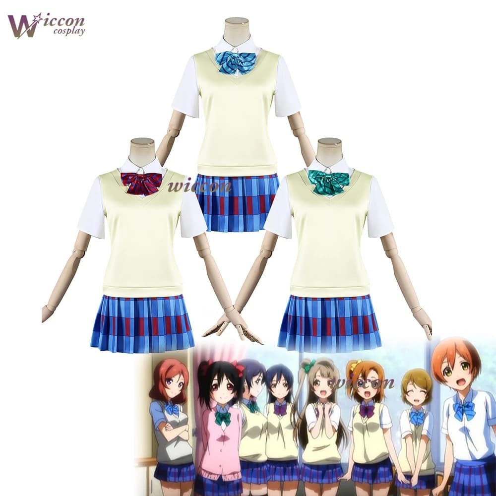 Love Live August Summer School Uniform Vest Skirt Set Honoka Kousaka Minami Kotori Yazawa Nico Ayase Eli Cosplay Costume Anime