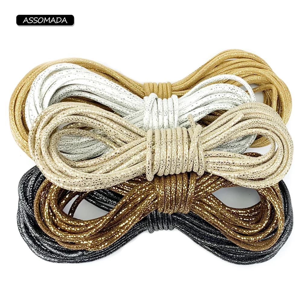 Corda di cotone rotonda con paillettes per forniture per la creazione di gioielli Cavo luminoso scintillante Collana fatta a mano Collare Bracciale Accessori fai da te