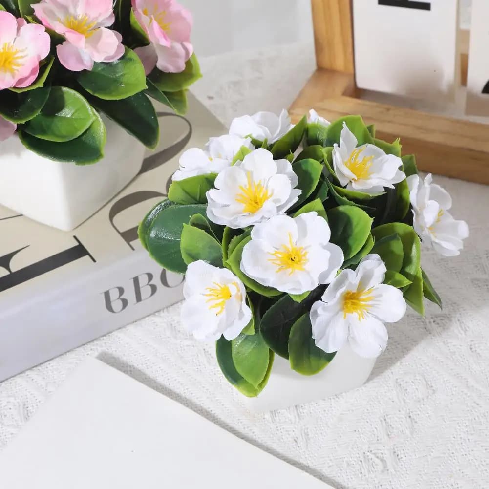 Piccolo Fiore di Ciliegio Artificiale in Vaso, Pianta Finta di Pesco in Vaso per Decorazioni Casa e Tavoli Matrimonio