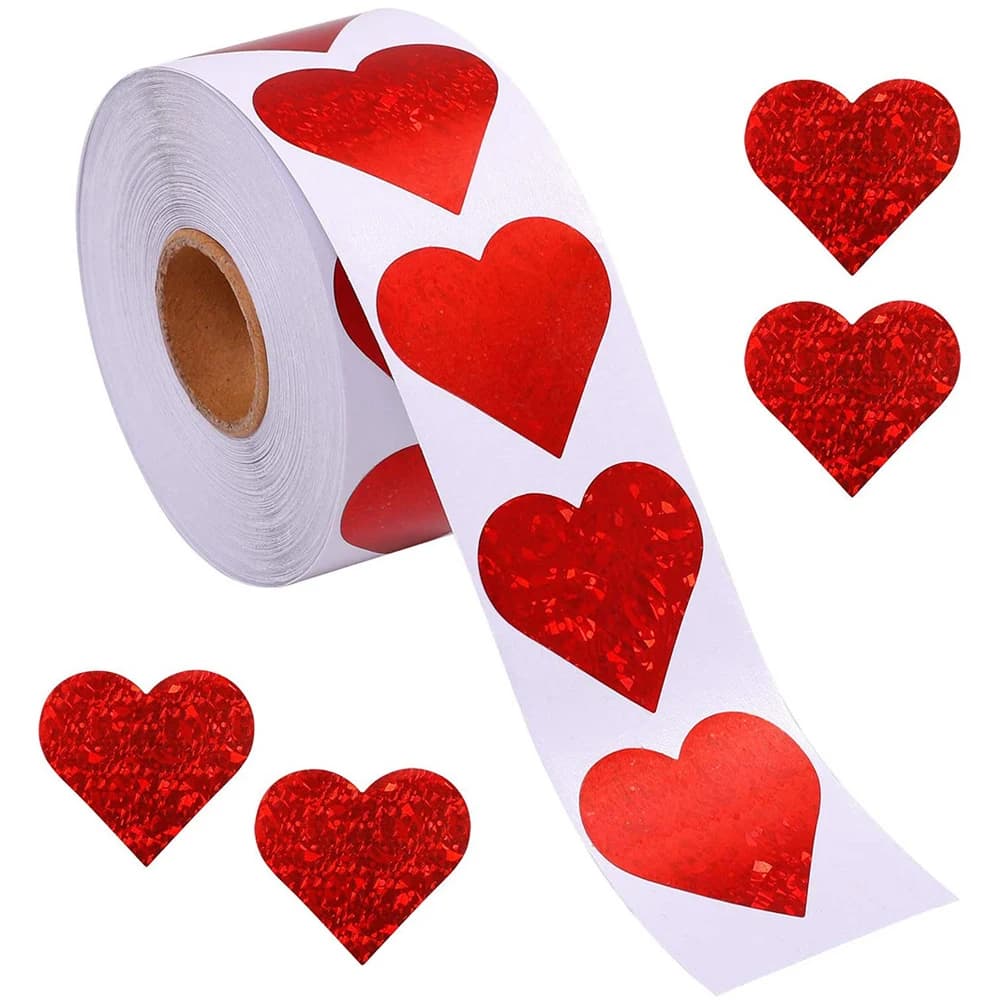 50-500 pezzi Etichette a forma di cuore rosso Adesivo per imballaggio di carta per San Valentino Borsa per confetti di caramelle Confezione regalo Borsa per imballaggio Matrimonio