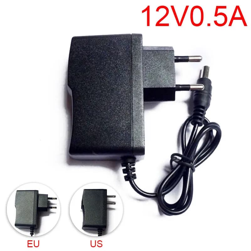 12V 0.5A 500mA US EU Plug 100-240V AC to DC Power Adapter 5.5x2.1mm Power Connector Charger Adapter for LED Strip Light C3