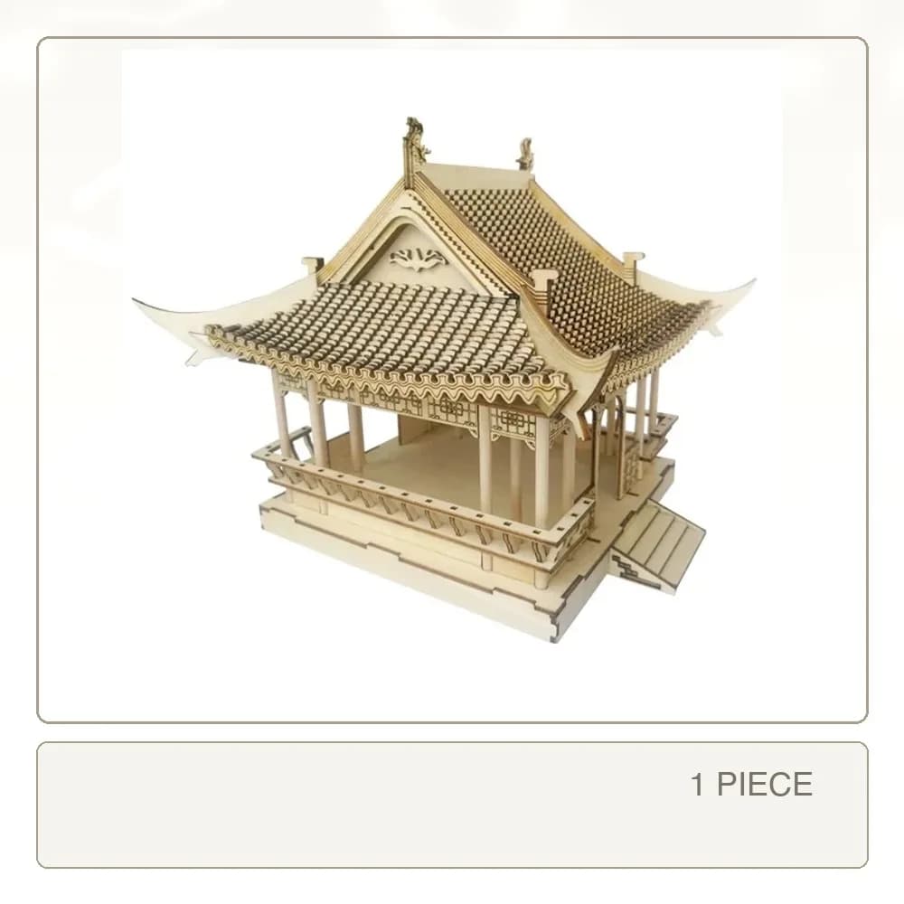 3D Wooden Puzzle Zuiweng Pavilion Simulated Ancient House Model Building Block Kits Assembly Toy Gift for Teens children Adults