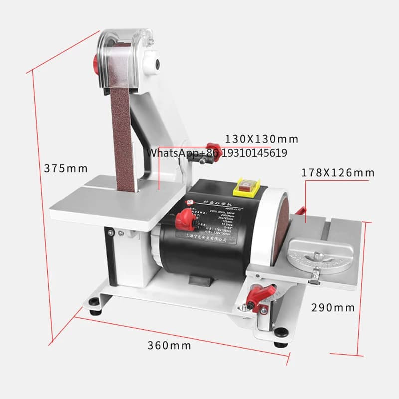 JBDS-4113 Bench Polisher, Round Sand Disc Belt Grinder, Multi-Functional Sanding Polishing Machine for Metal Wood