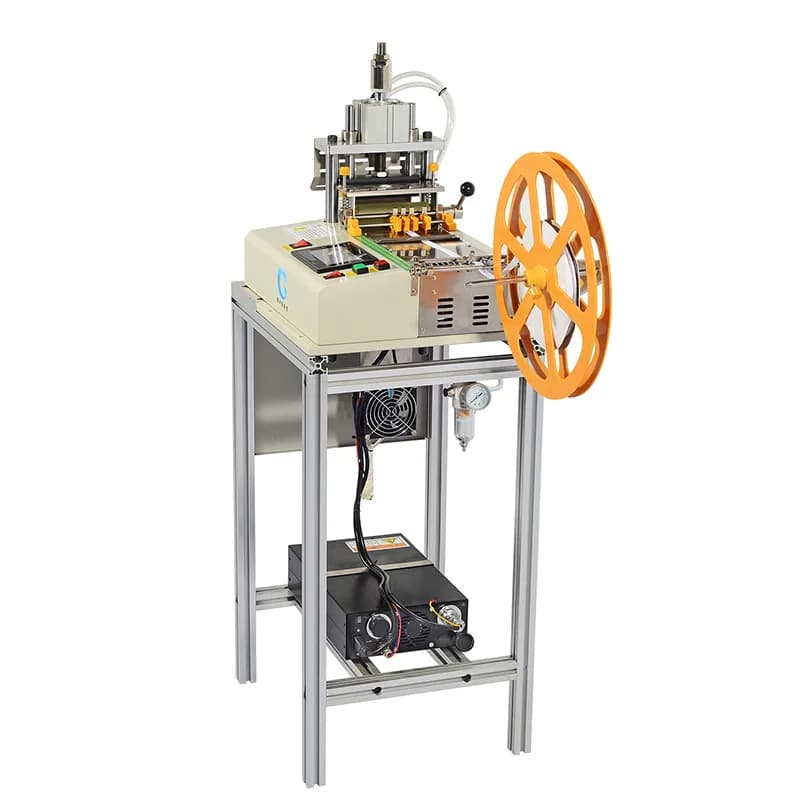 Piccola macchina da taglio a ultrasuoni per nastri, macchina automatica per il taglio di fettucce, nastri, fasce per capelli, macchina da taglio per velcro ed elastici.