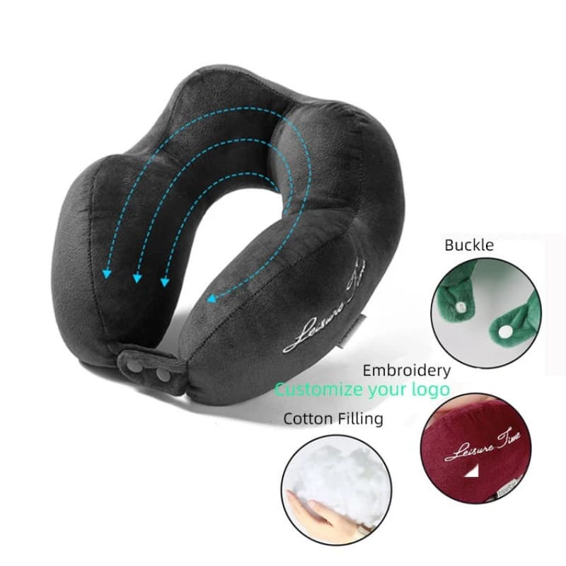 Cuscino da Viaggio Ergonomico a Forma di U in Fibra di Poliestere per Supporto Testa e Collo, Leggero e Portatile