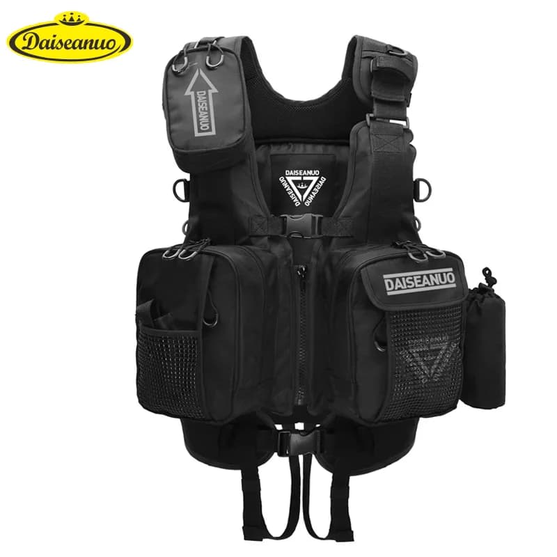 Daiseanuo Gilet da pesca salvavita multifunzionale professionale da uomo Sport all'aria aperta Attrezzatura da pesca Gilet galleggiante regolabile per nuoto a mosca