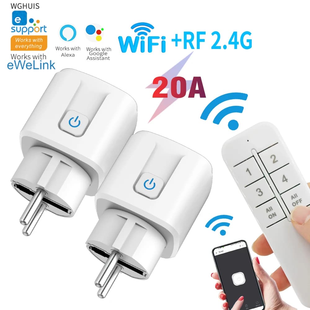 Presa intelligente WiFi eWeLink 20A con controllo remoto wireless, compatibile con Alexa e l'app eWeLink per l'automazione della casa intelligente
