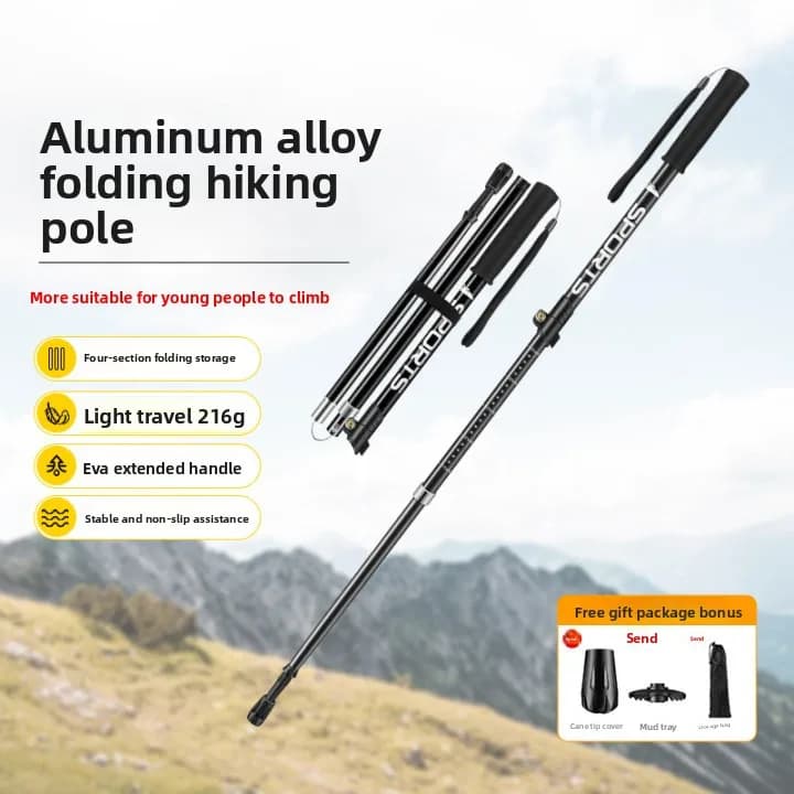 Ultralight Aluminum Alloy Trekking Poles,Foldable Telescopic Walking Sticks,Professional Anti-slip Outdoor Hiking Equipment