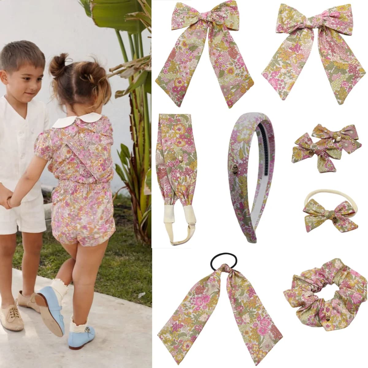 Stampa floreale in cotone Forcine carine Fascia per capelli per ragazze Barrettes Clip solida Copricapo per bambini Moda Hot Diamond Love Accessori per capelli