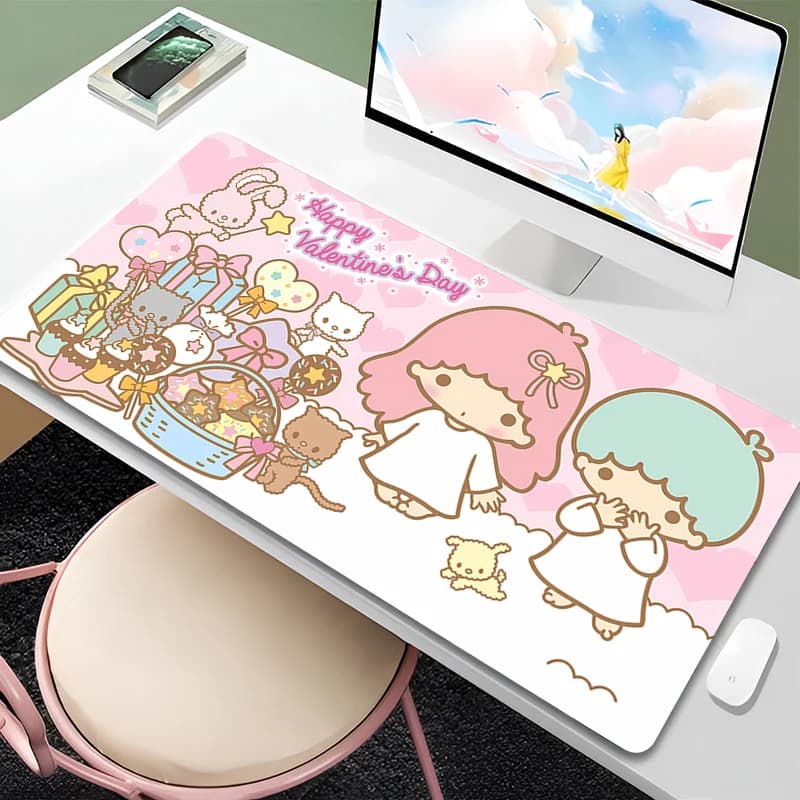 Mouse pad 90x40 cm Little Twin Star Anime Gaming Accessories Mousepad xxl Complete Computer Keyboard Carpet Varmilo