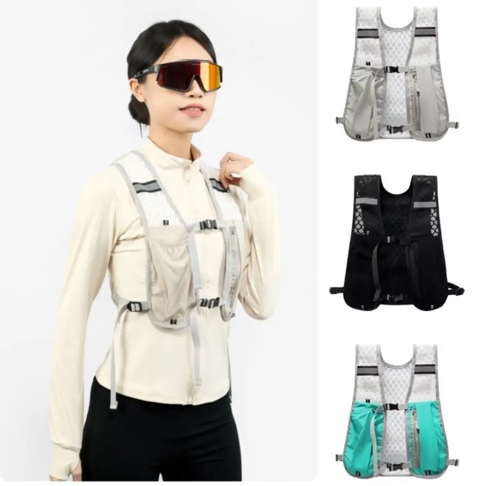 Chest Pack Running Storage Vest Lightweight Waterproof Nylon Running Hydrating Backpack Phone Storage Pocket Reflective