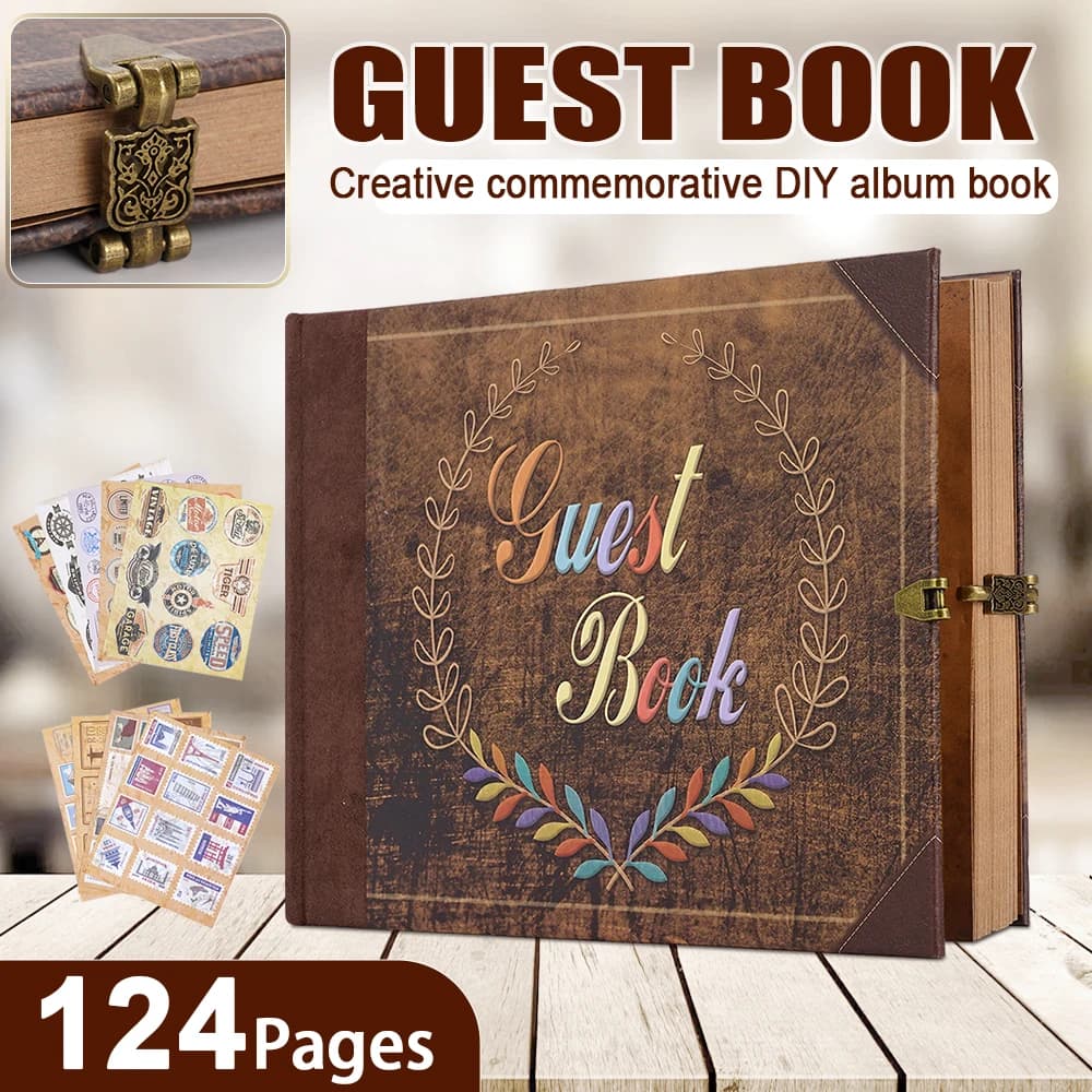 DIY Handmade Photo Album Scrapbook Kit Guest Book Retro Kraft Album Travel Diary Journal Album Anniversary Wedding Memory Book