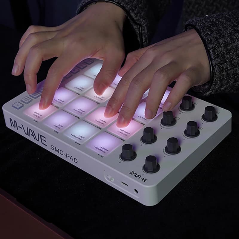 Wireless MIDI Controller Pads Bluetooth Portable USB MIDI with 16 MPC Drum Pads, Note Repeat, Full Level Buttons