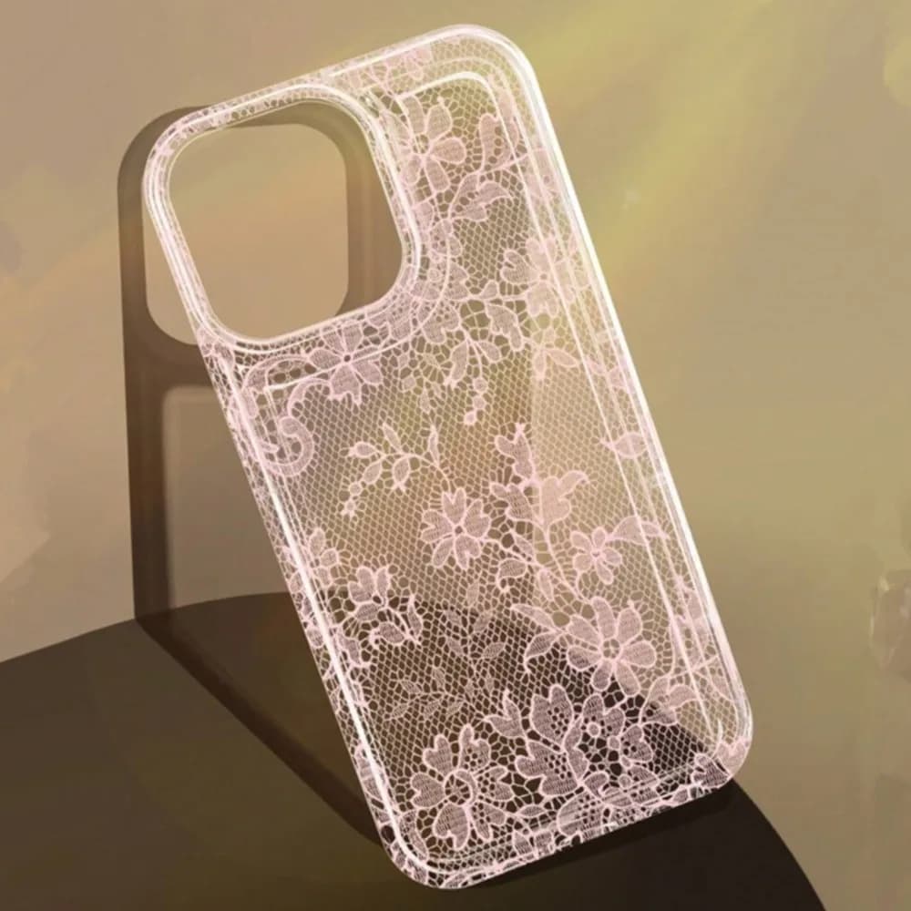 Elegante e Romantica Cover Morbida Trasparente con Motivo in Pizzo Bianco per iPhone 17 Pro Air 16 15 14 13 12 11 Pro Max 7 8 Plus SE2 16E