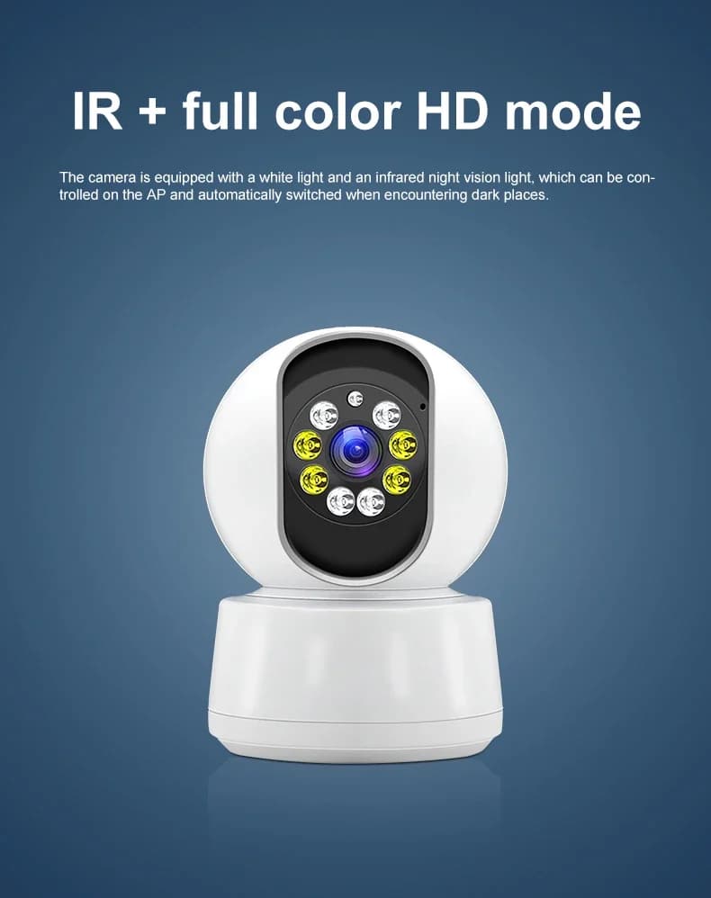 Chuanglixin Telecamera di sicurezza domestica con visione notturna, IP, 355 ° , CCTV, WiFi, 1080P, FHD, audio bidirezionale, supporto per baby monitor