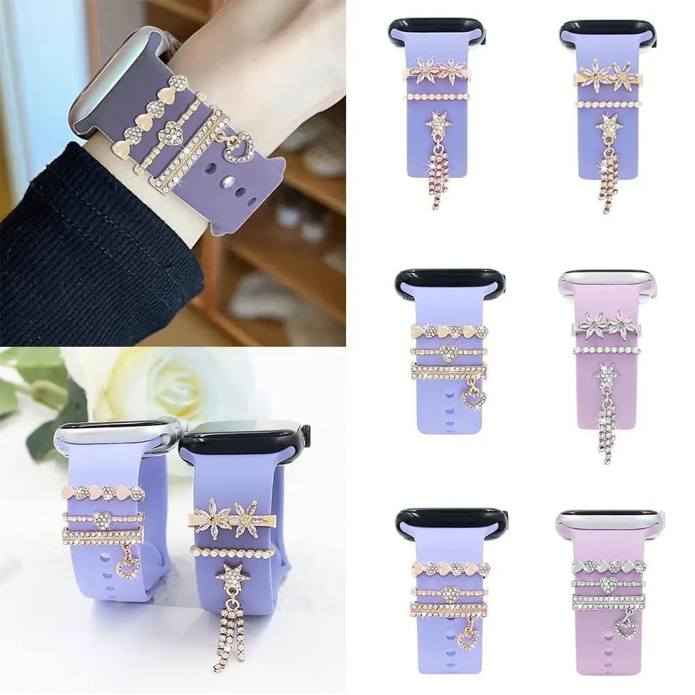 Fashion Metal Watch Band Ornament Diamond Brooch Decorative Ring Bracelet Wristbelt Charms for iwatch Strap Accessories
