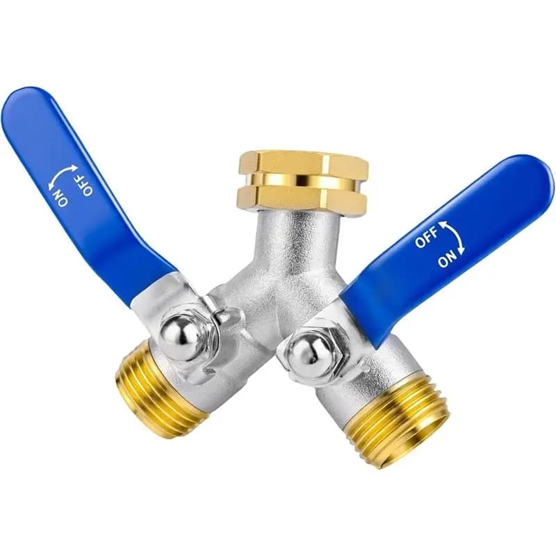 AB46-Garden Hose Splitters 2 Way Hose Splitter, Rv Brass Water Y Splitter, Double Hose Connector, 3/4 Inch GHT Thread