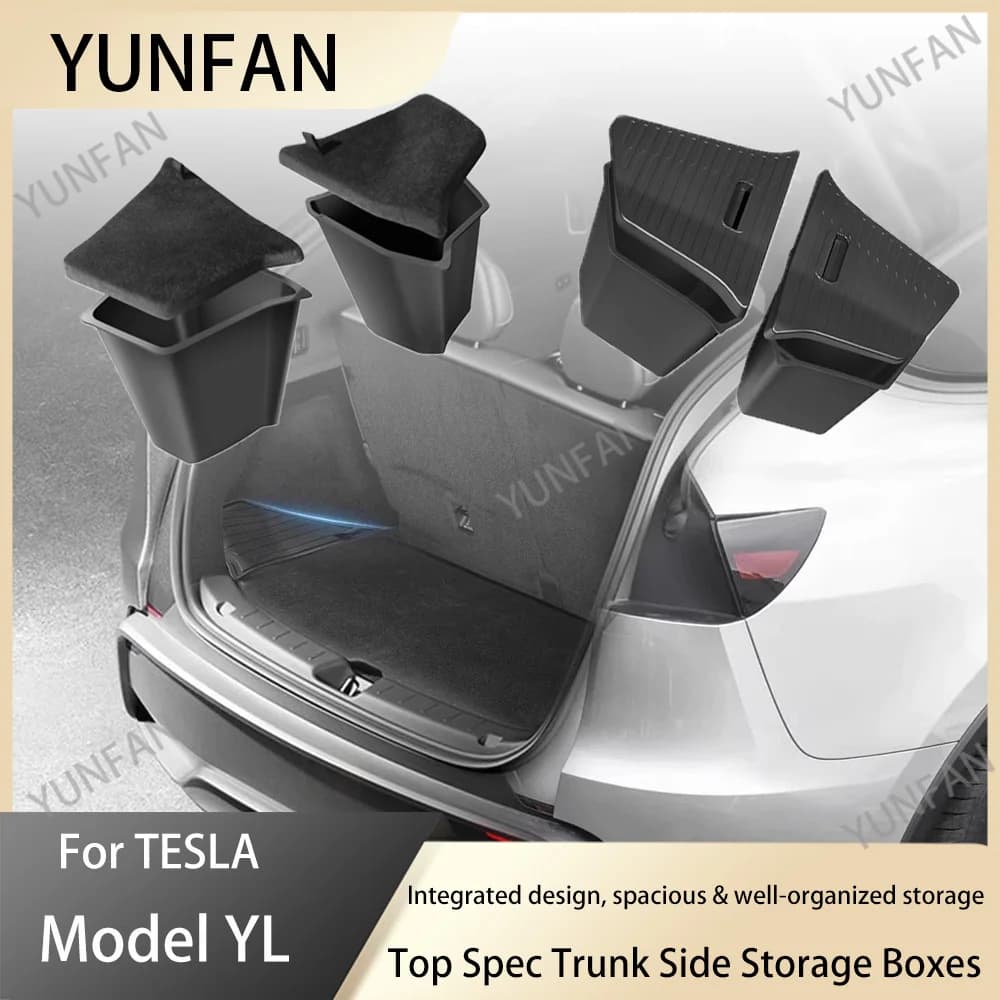 High Quality Flocked TPE Trunk Side Storage Box Cargo Separator For 2026 Tesla Model YL