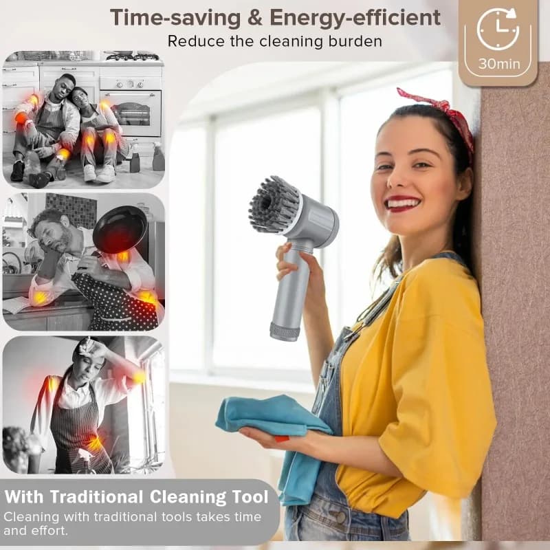 5-in-1 Electric Electric Shoe Polishing BrushCleaning Brush Set – Multi-Purpose Scrubber for Kitchen & Bathroom,