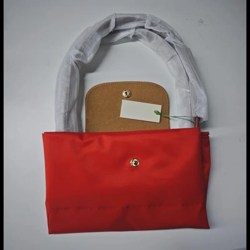 Borsa classica pieghevole in nylon, design ricamato per donna