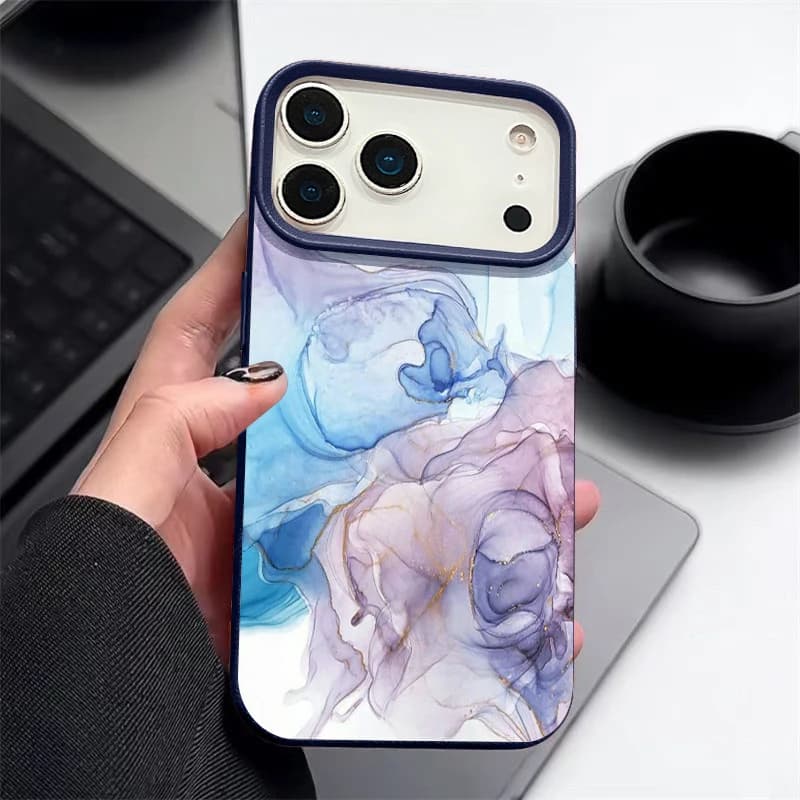 Custodia per telefono con stampa marmorizzata colorata per iPhone 17e 17 Pro Max 16 15 14 13 Pro Max 16e 11, antiurto, in morbido TPU con texture in pelle