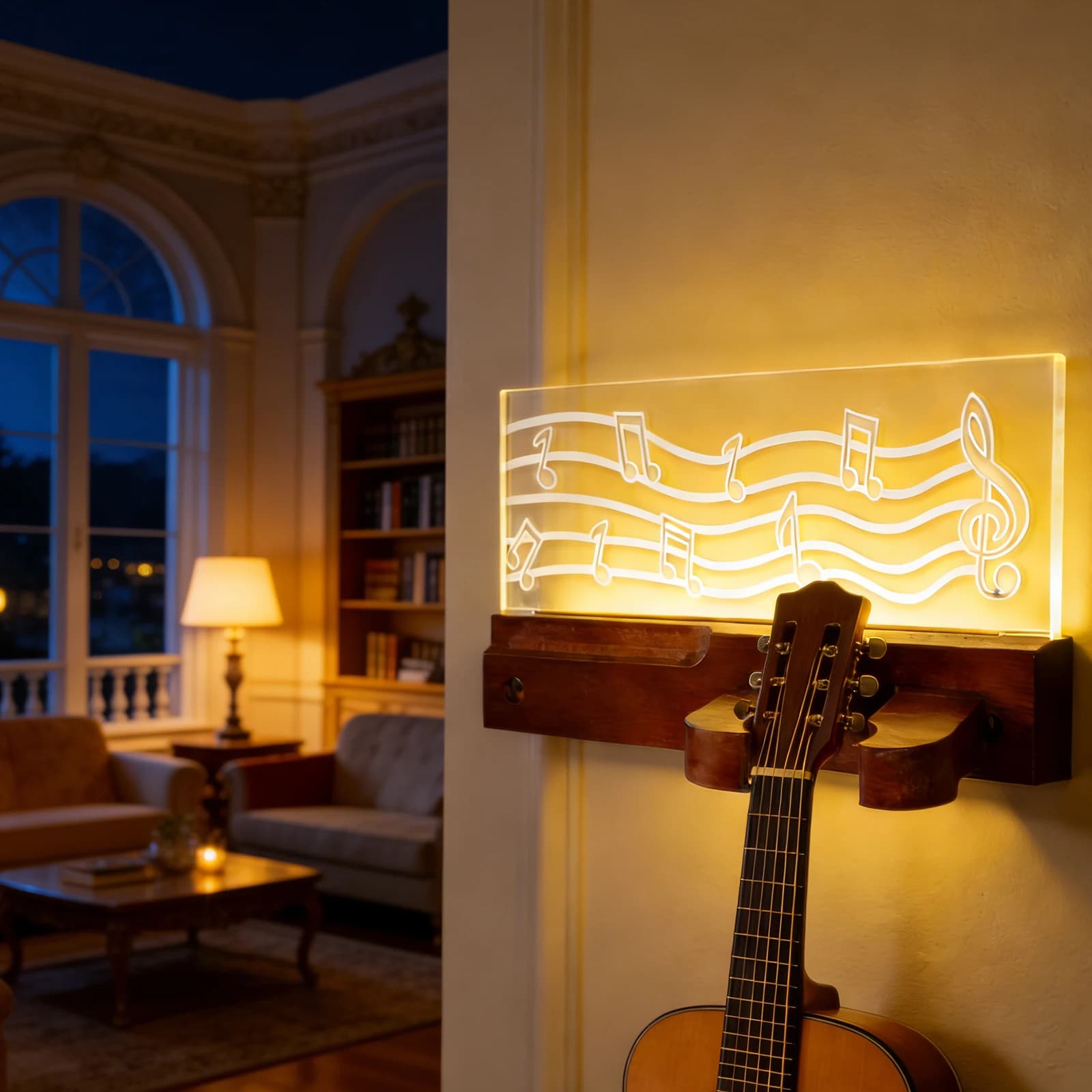 Supporto da Parete per Chitarra con Mensola e Portaplettro, Espositore per Strumenti a Corda, Appendiabiti Creativo Multifunzione per Chitarra