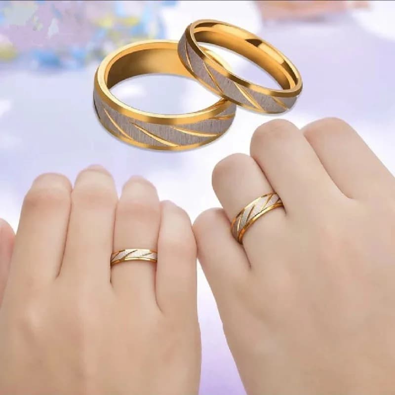 4/6MM Couple Ring Fashion Simple Stainless Steel Frosted Batch Flowers Diagonal Romantic Love Wedding Engagement Ring Gift