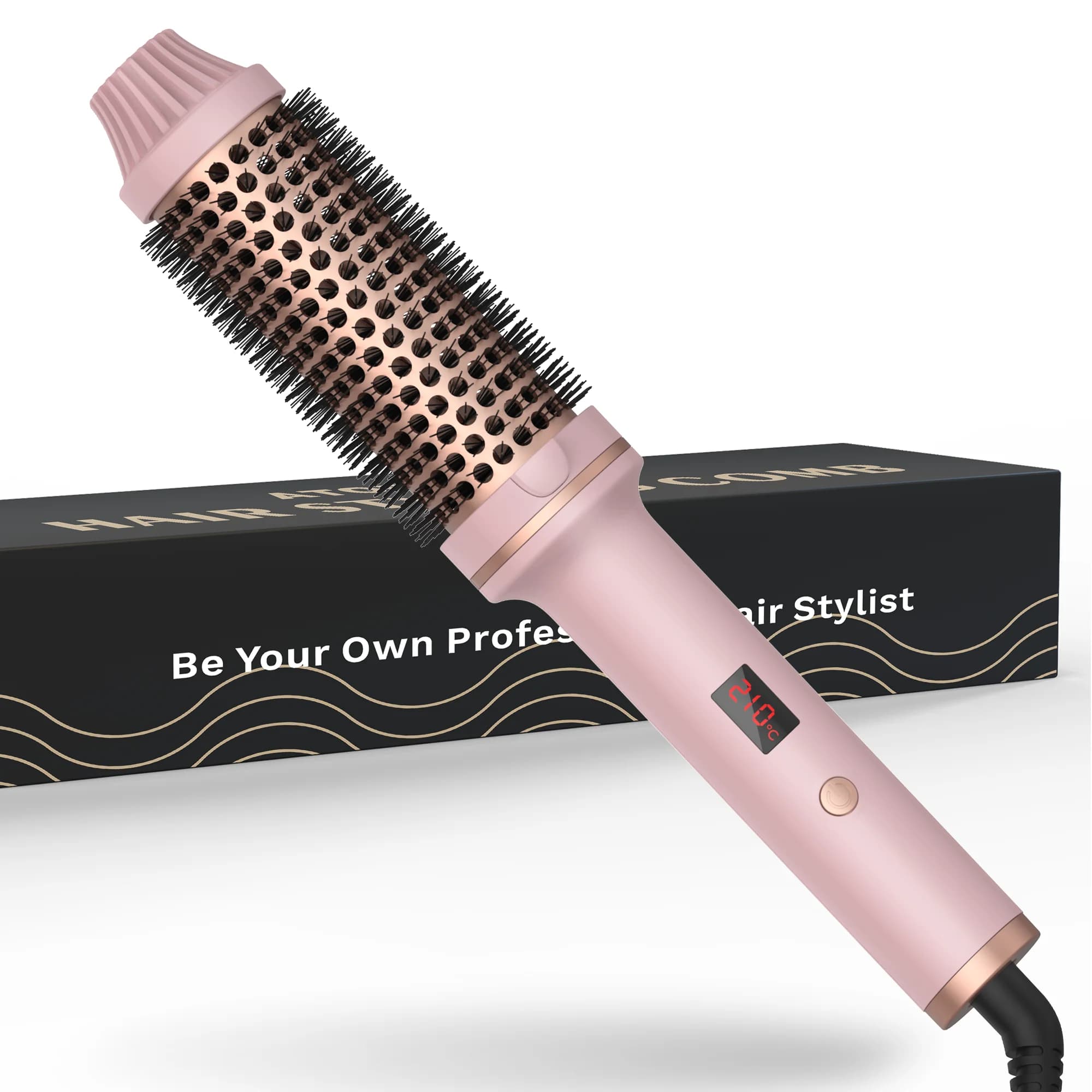 1.5 inch heated hair curling brush hot brush hair curling creates Root volume and loose curls, electric round brush