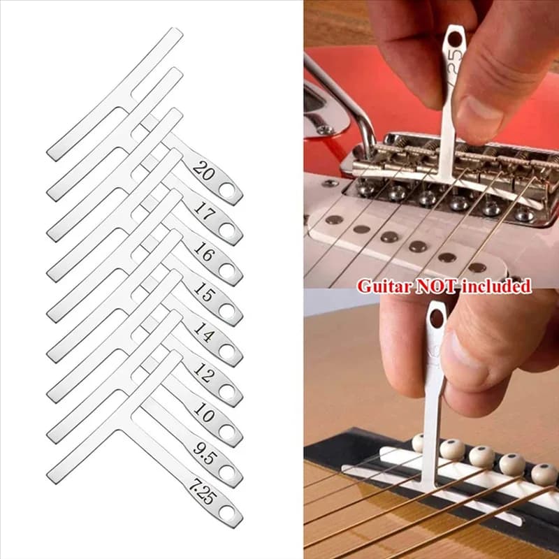 ABVL-1 Set Kit di attrezzi per chitarra con borsa per il trasporto Strumenti di riparazione String Action Righello Luthier File Perni per ponte per chitarra per chitarra Ukulele