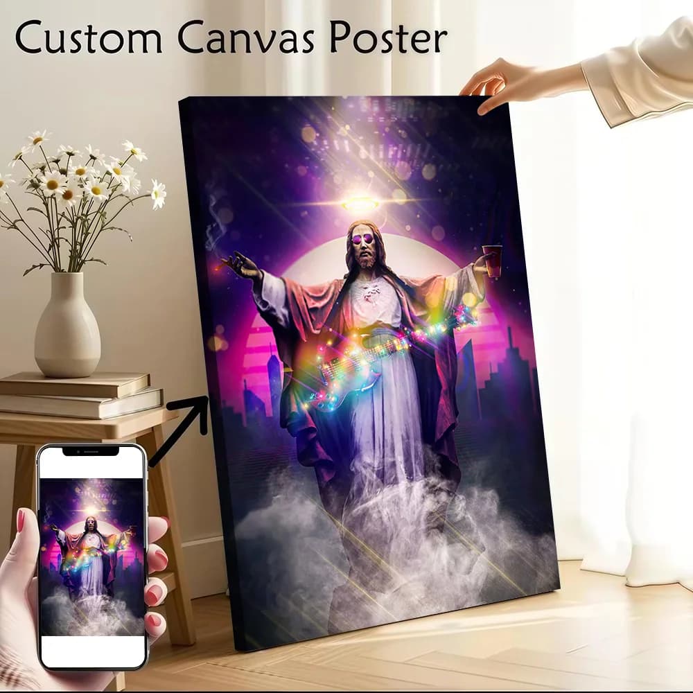 Party Jesus Canvas Poster Wall Art Customizable High Quality Printed Picture for Specialty and Themed Home Decor Living Room