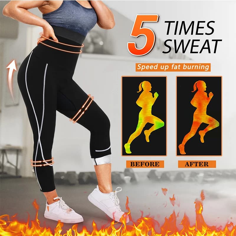 Women's sauna pants Leggings high waist compression slimming pants Sauna trousers with pocket