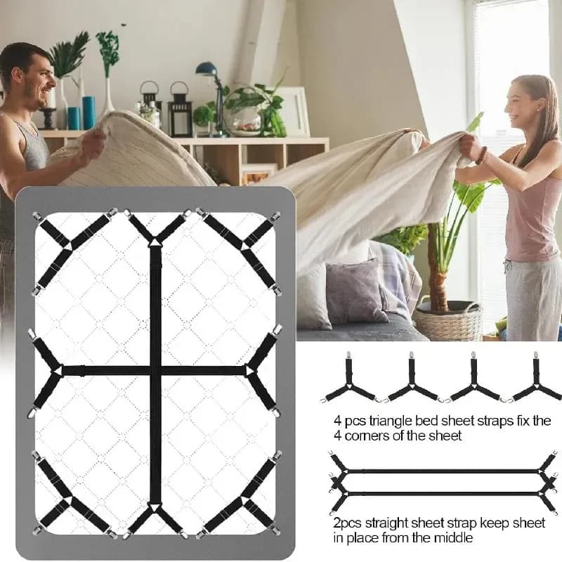 6Pcs Bed Sheet Straps Fitted Sheet Straps For Full Size Bed Adjustable Sheet Clips For Perfectly Fitted Sheet Straps Holders