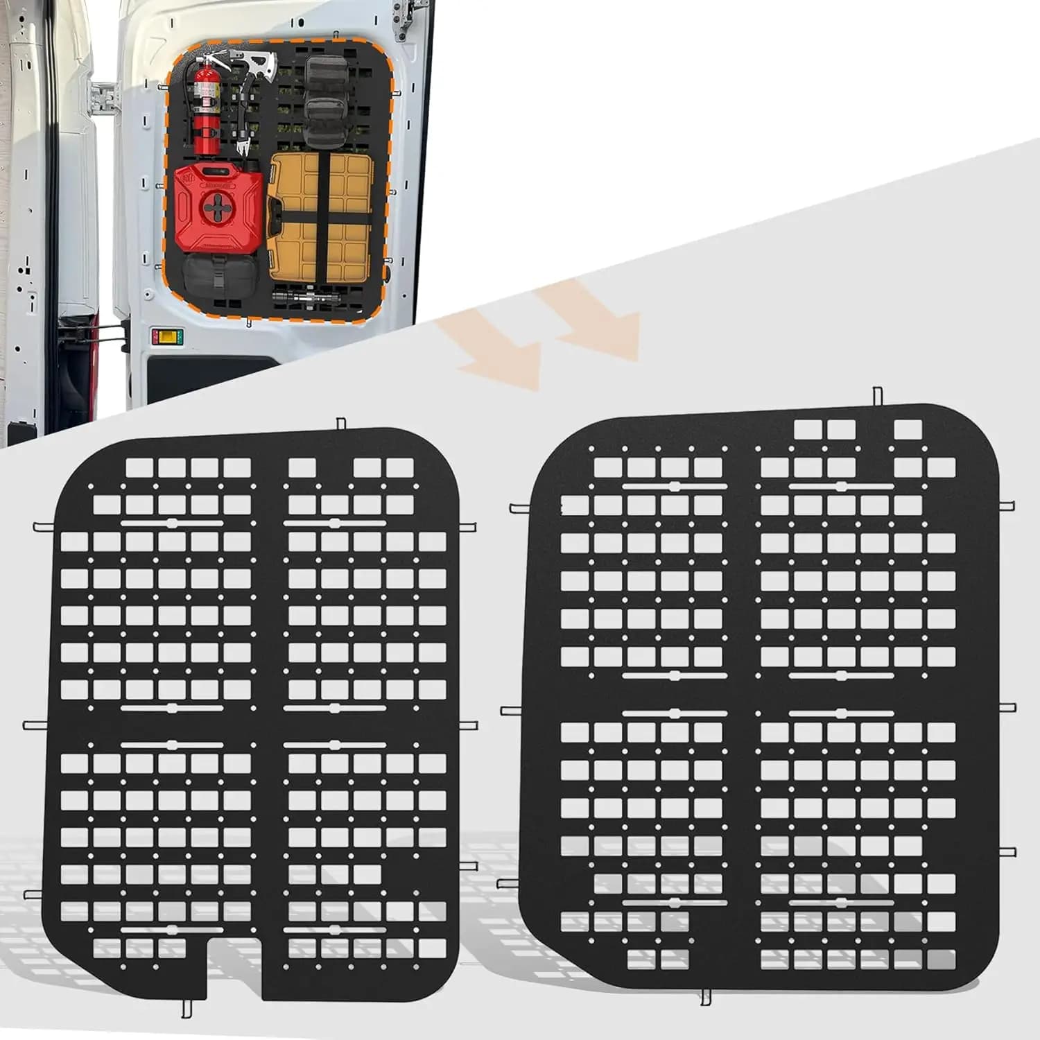 Schermi di Sicurezza per Finestrini di Furgoni Ford Transit Tetto Basso Porta Posteriore, Protezioni Antifurto MOLLE per Finestrini di Furgoni, Schermi di Sicurezza in Acciaio