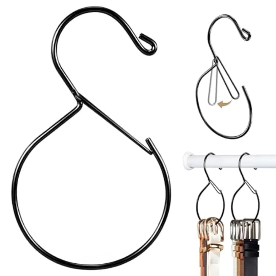 Metal Belt Hanger with Safety Buckle for Closet,,2 Pcs Compact Belt Rack, Easy to Hang, Fits for Belts, Ties, Jeans, Scarves, H