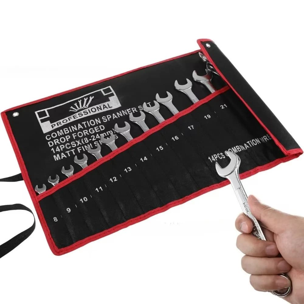 Borsa Porta Utensili con 14 Tasche, Organizzatore Arrotolabile Resistente con Maniglia Portatile, Perfetto per l'Organizzazione di Garage e Officina