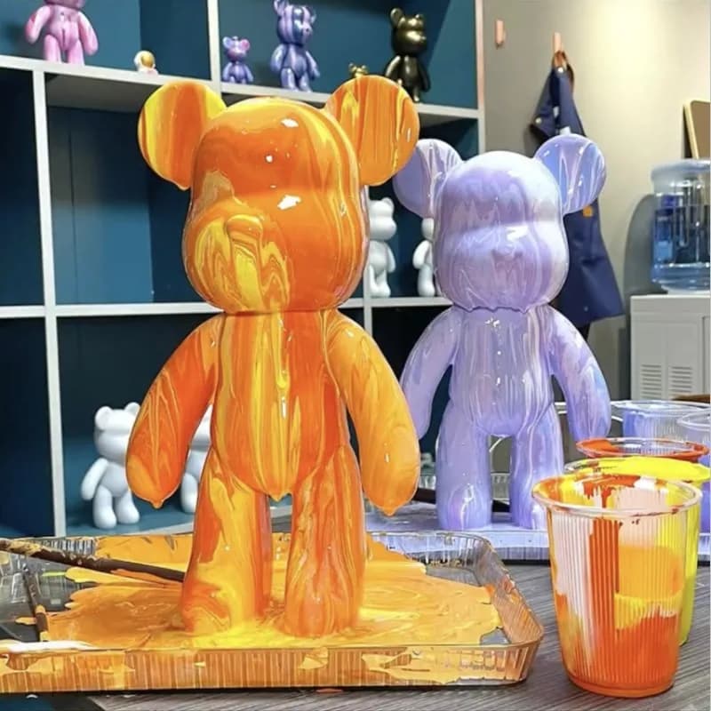 Fai da te Fluid Bear Sculpture Handmade Violent Bear Bearbrick White Blank Mold Doll Toy Graffiti Painting Ornaments Gift Home Decor