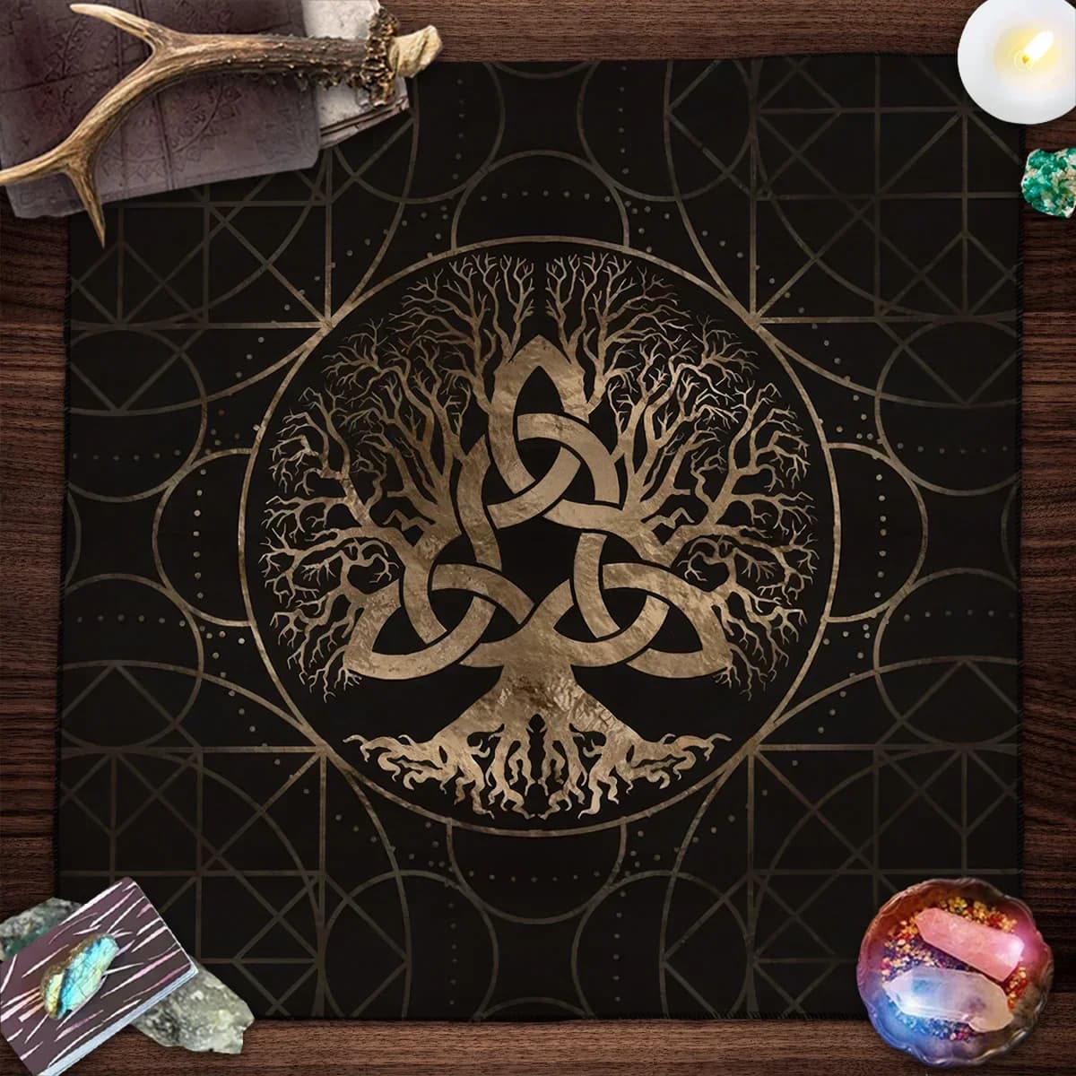 Tree of Life Pendulum Divination Table Cloth For Tarot Altar Tarot Cloth Witchcraft Astrology Oracle Cards Pads Witch home Decor