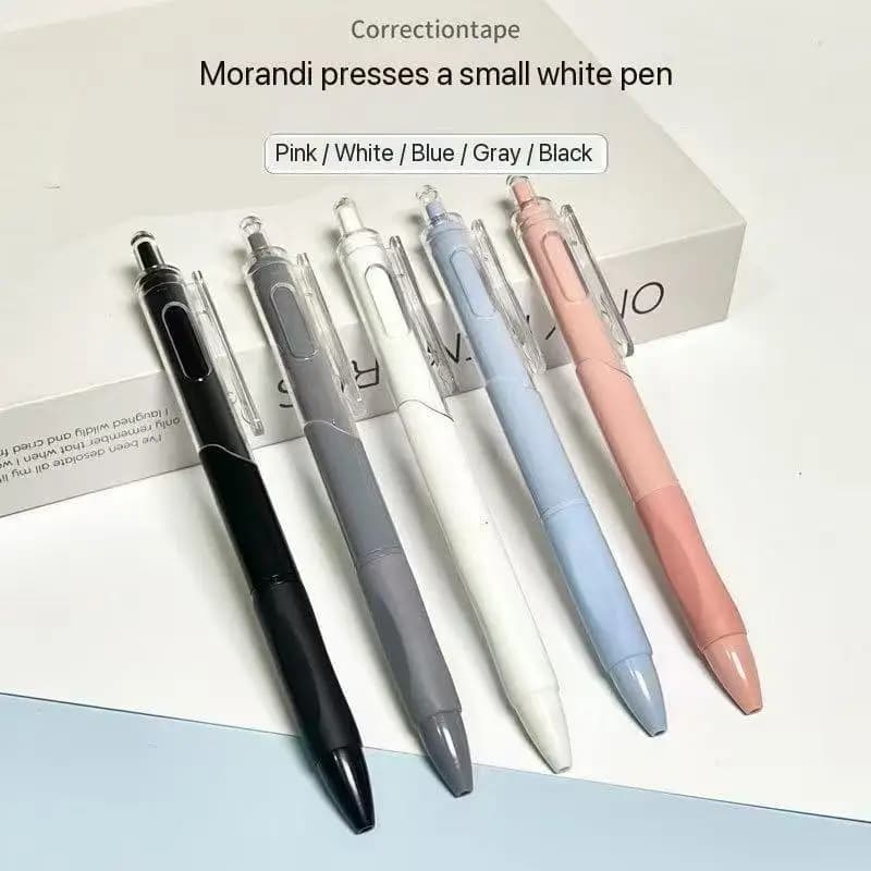 Confezione da 5 penne a sfera click ricaricabili nere ad alta estetica da 0,5 mm per uso studioso e in ufficio