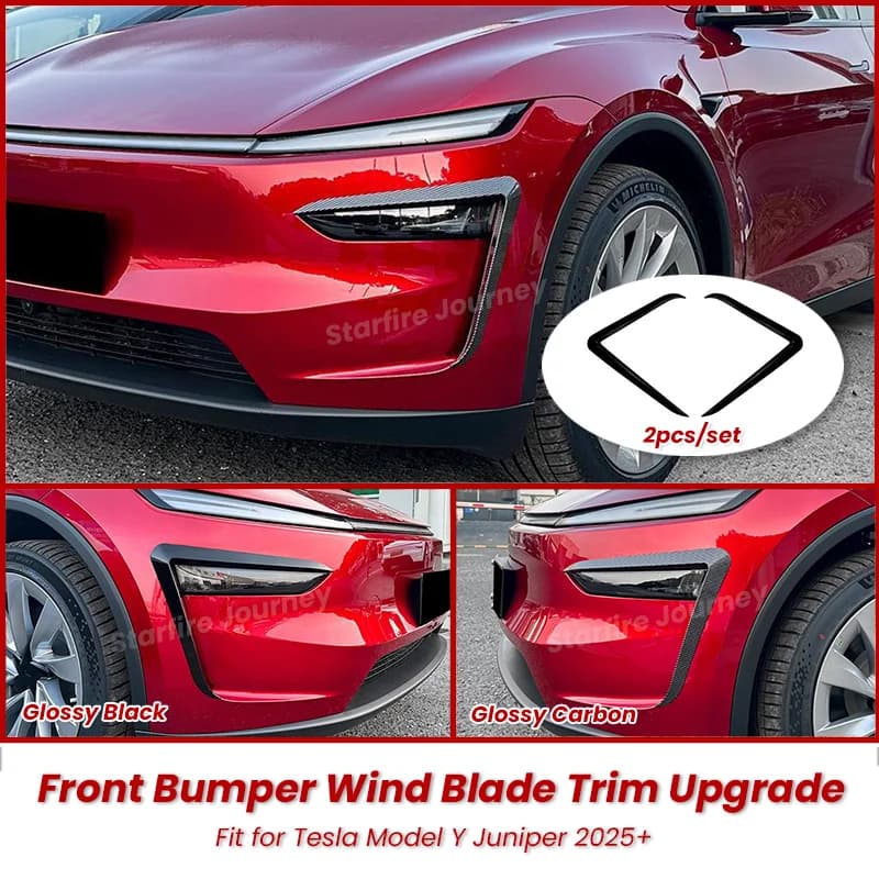 Per Tesla Modello Y Juniper 2025 + Paraurti Anteriore Vento Lama Trim Splitter ABS In Fibra di Carbonio Fendinebbia Auto Body Kit Tesla Accessori