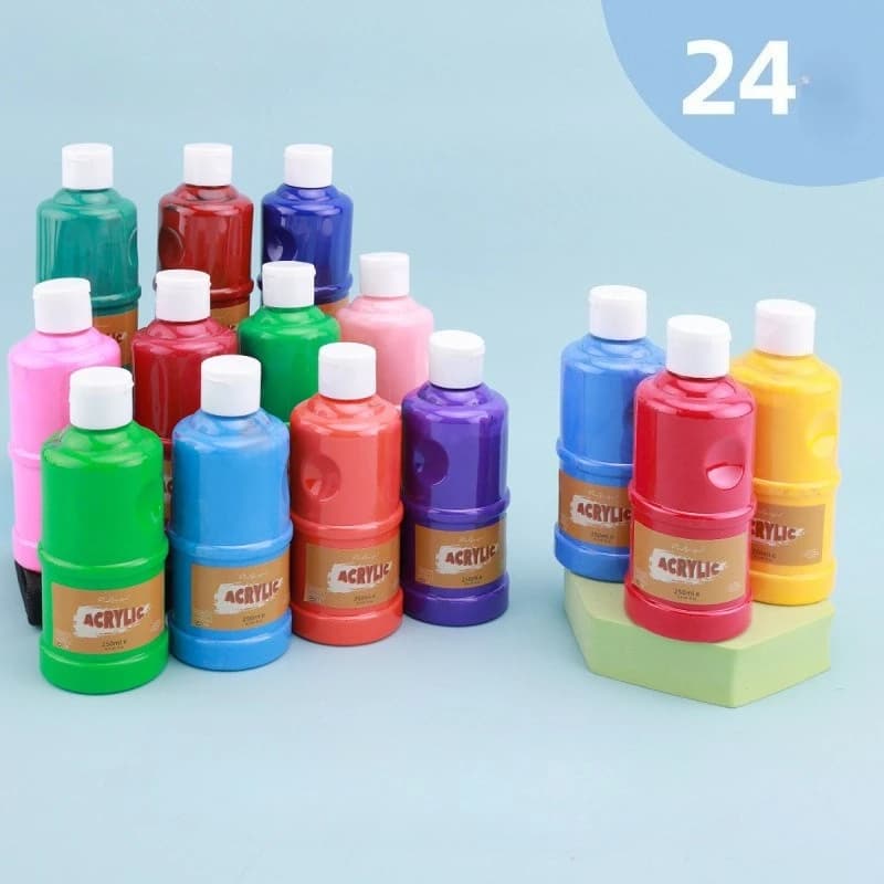 24Colors Acrylic Paint,8.45 Fl Oz./ 250 Ml Artist Painting Supplies for Wood,Fabric, Canvas，Leather,Paper,Crafts，DIY Hand Drawn