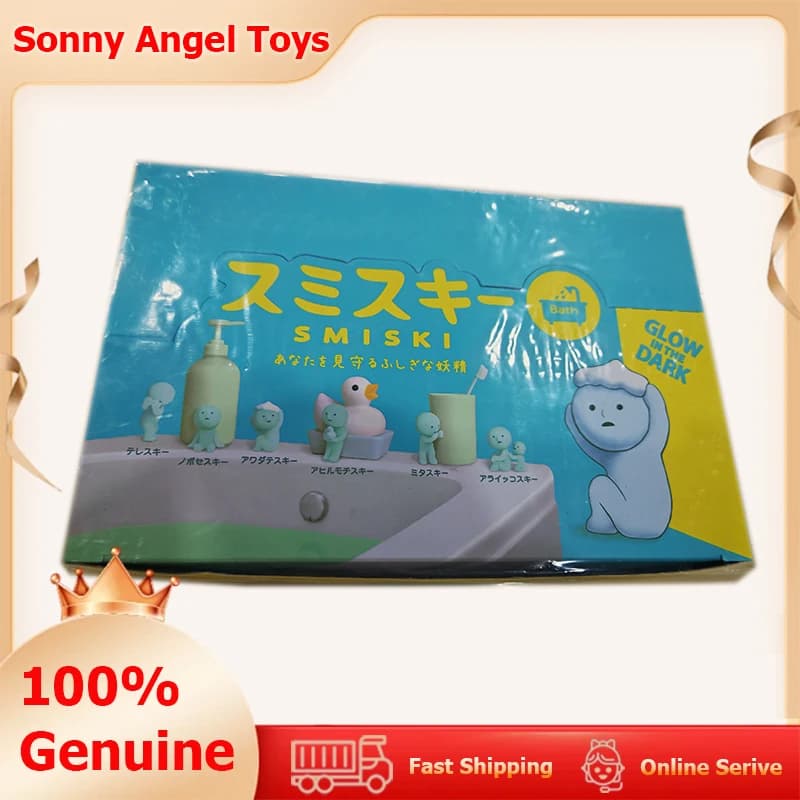Sonny Angel Smiski Bath Serie Mystery Blind Box Cute Glow in The Dark Green Doll Action Figure Cartoon Desktop Regalo di compleanno Giocattolo