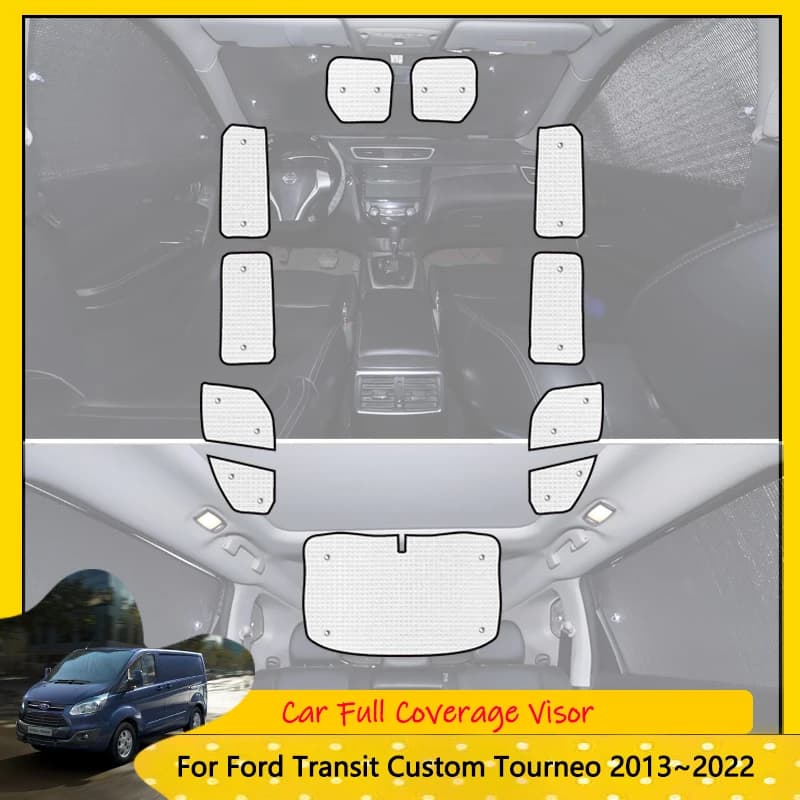 Per Ford Transit Custom Tourneo 2013 ~ 2022 2021 Auto Copertura Completa Tende Da Sole Protezione Parabrezza Copertura Riflettente Visiera Solare Auto