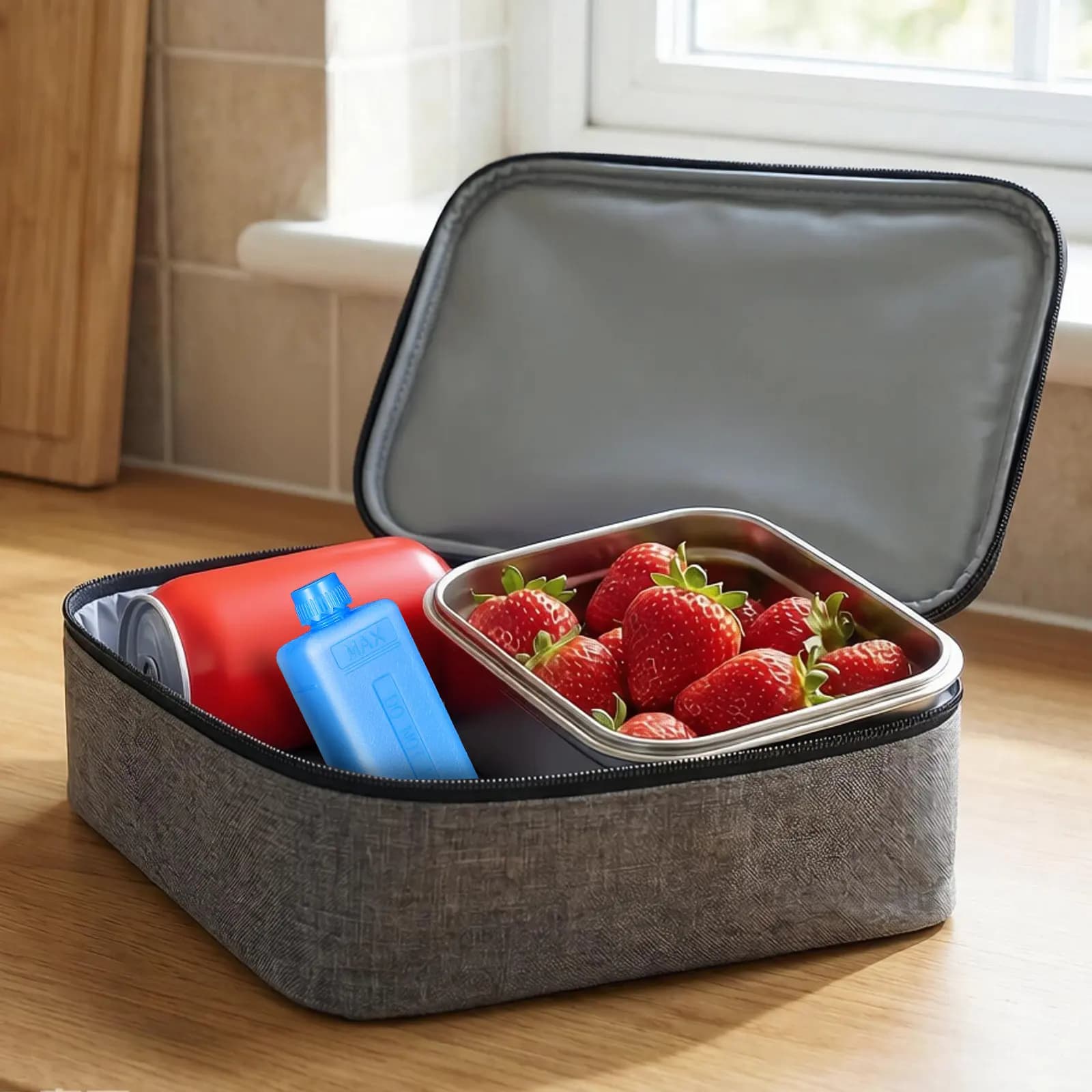 Set di 4 Contenitori Riutilizzabili per Ghiaccio, Scatole in Gomma per Congelatore, Contenitori Termici per Trasporto di Alimenti, Frutta e Verdura