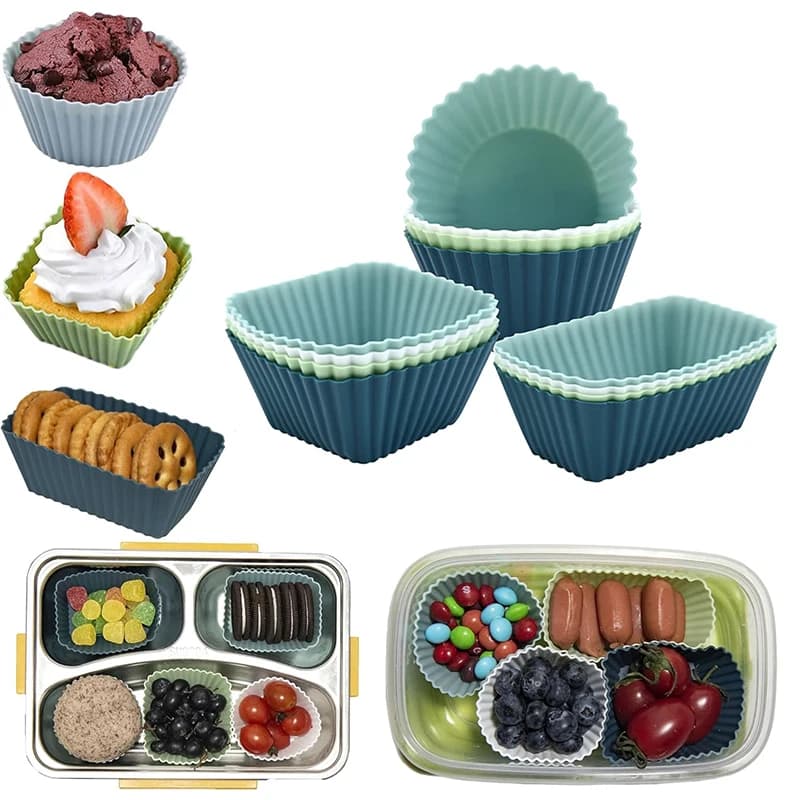 4/10/12 pz Silicone riutilizzabile Cupcake pirottini antiaderenti Muffin fodere stampi set Bento Lunch Box divisori pasticceria stampi per torte