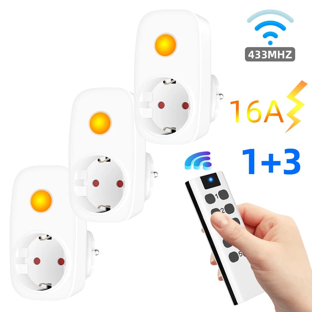 Power Plug French EU Smart Socket Home Assistant Wireless Remote Control Controller RF Switch 16A 220V Programmable Light Outlet