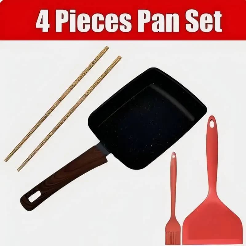 Tamagoyaki pan, Japanese omelette, Non-stick, Rectangular, Small Egg Paddle with Kitchen Tools