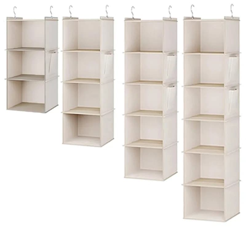 Wardrobe storage bamboo sheet multi-layer storage hanging bag dustproof non-woven hanging storage bag