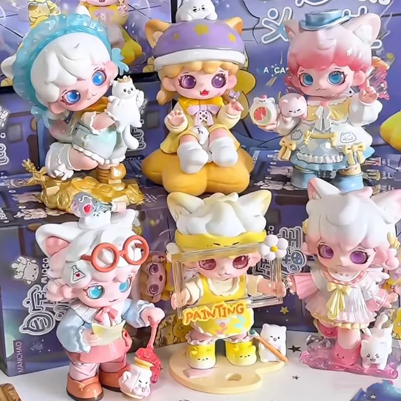 MANCHAO MIOCO Serie Cat Life 2 Blind Box, Statuetta Kawaii da Collezione, Decorazione da Scrivania, Giocattolo Artistico per Ragazze e Amanti dei Gatti