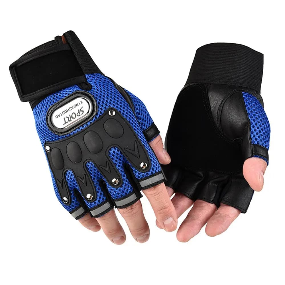 Outdoor Sports Cycling Half Finger Motocycle Gloves Palm Breathable Bicycle Gloves PU Leather Fingerless Gloves Riding Gloves